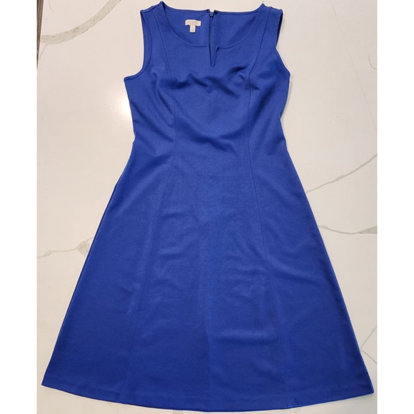 Talbots Royal Blue Sleeveless Knit Sheath Dress Size 6 Stretch Ponte Knee Length - Picture 7 of 10
